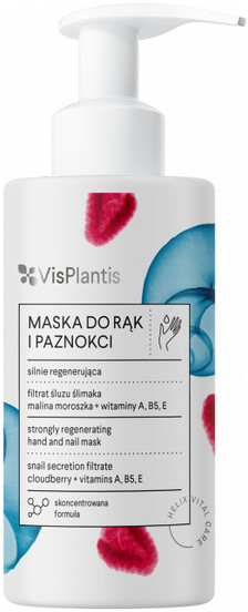 Vis Plantis silnie regenerująca maska do rąk i paznokci filtrat śluzu ślimaka malina moroszka witaminy A B5 E 135ml