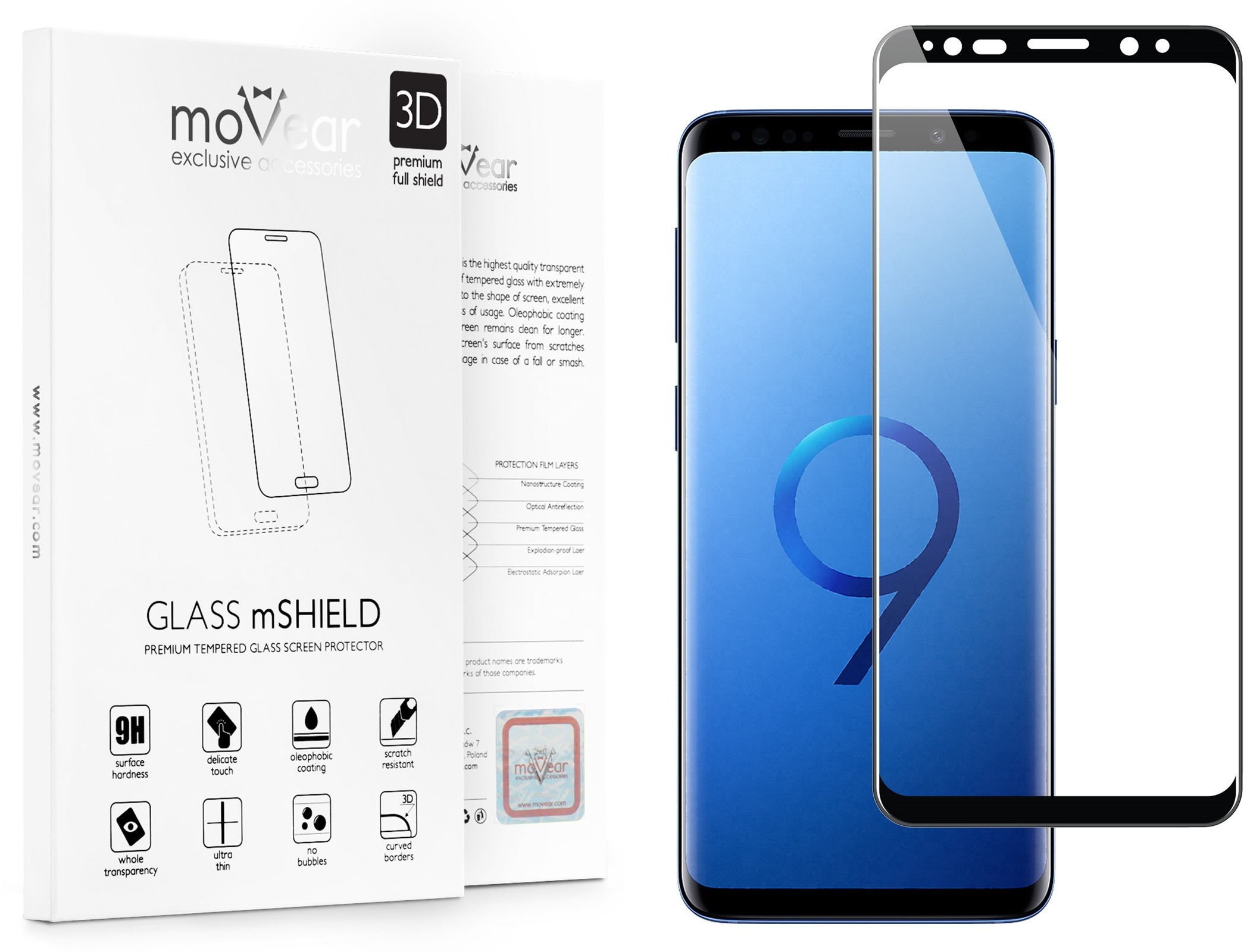 movear Szkło Hartowane 3D na Samsung Galaxy S10e, G970 na Cały Ekran GLASS mSHIELD 3D czarne SG10EG3D12ABK1
