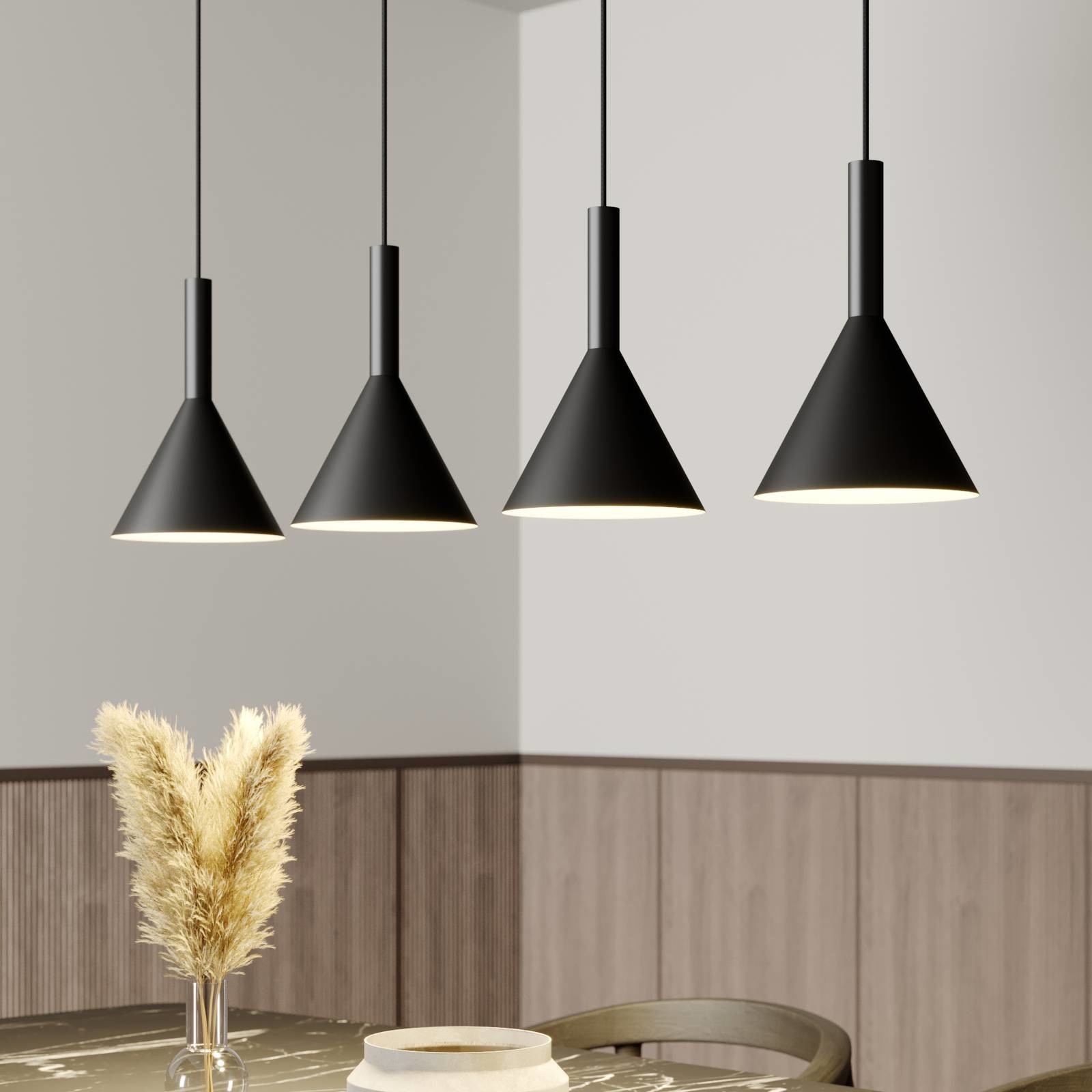 Arcchio Arcchio Tadej lampa wisząca, 4-pkt., czarno-biała