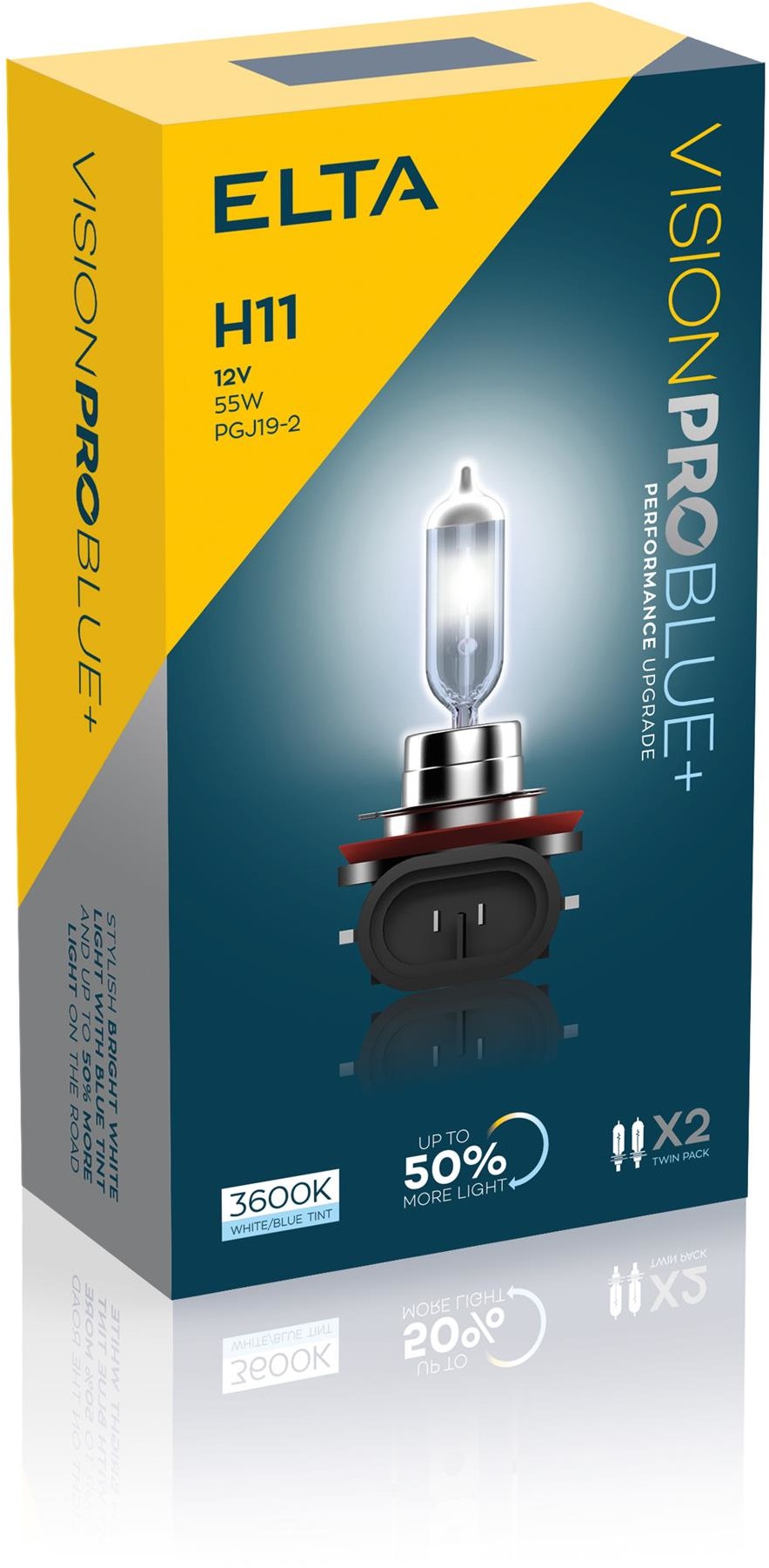 ELTA H11 12V 55W PGJ19-2 VISION PRO BLUE+50% (2 sztuki)
