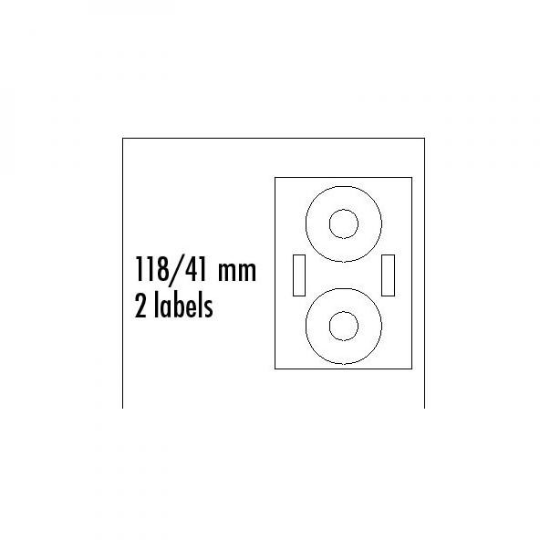 Logo Logo etykiety na CD 118/41mm A4 matowe białe 2 etykiety 2 płyty 140g/m2 pakowany po 10 szt. do drukarek atramentowych i la 5789