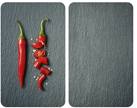 Wenko płyty osłonowe Cayenne podwójny zestaw, kochplattenabdeckung uniwersalne do wszystkich rodzajów kuchenek, szkło hartowane, wielokolorowa, 52 x 30 x 0,1 cm 53890100