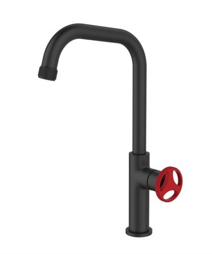 Sea-Horse Bateria LOFTEA BLACK+RED zlewozmywakowa stojąca czarny mat/czerwony BJV405B-R1