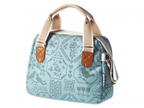 Basil Torba na kierownicę BOHEME CITY BAG 8L, wodoodporny poliester, niebieska + Mocowanie do torby BASEASY SYSTEM II system do mocowania na sztycę kierownicy odpinany A-BAS-17651