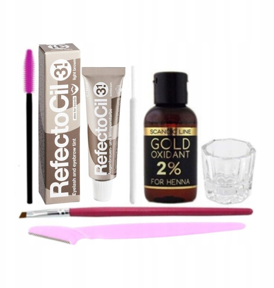 RefectoCil Zestaw henna 3.1 jasny brąz woda trymer