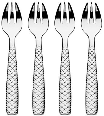 Alessi fm23/36S4 Colombina Fish zestaw składający się z czterech ostryg widelców  stal nierdzewna 18/10, błyszczący polerowany FM23/36S4