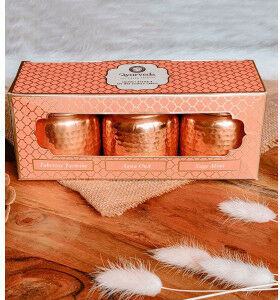 Song Of India Luksusowy Zestaw 3 Świec w Miedzianych Słojach Ayurveda Dosha Therapy 3x100g