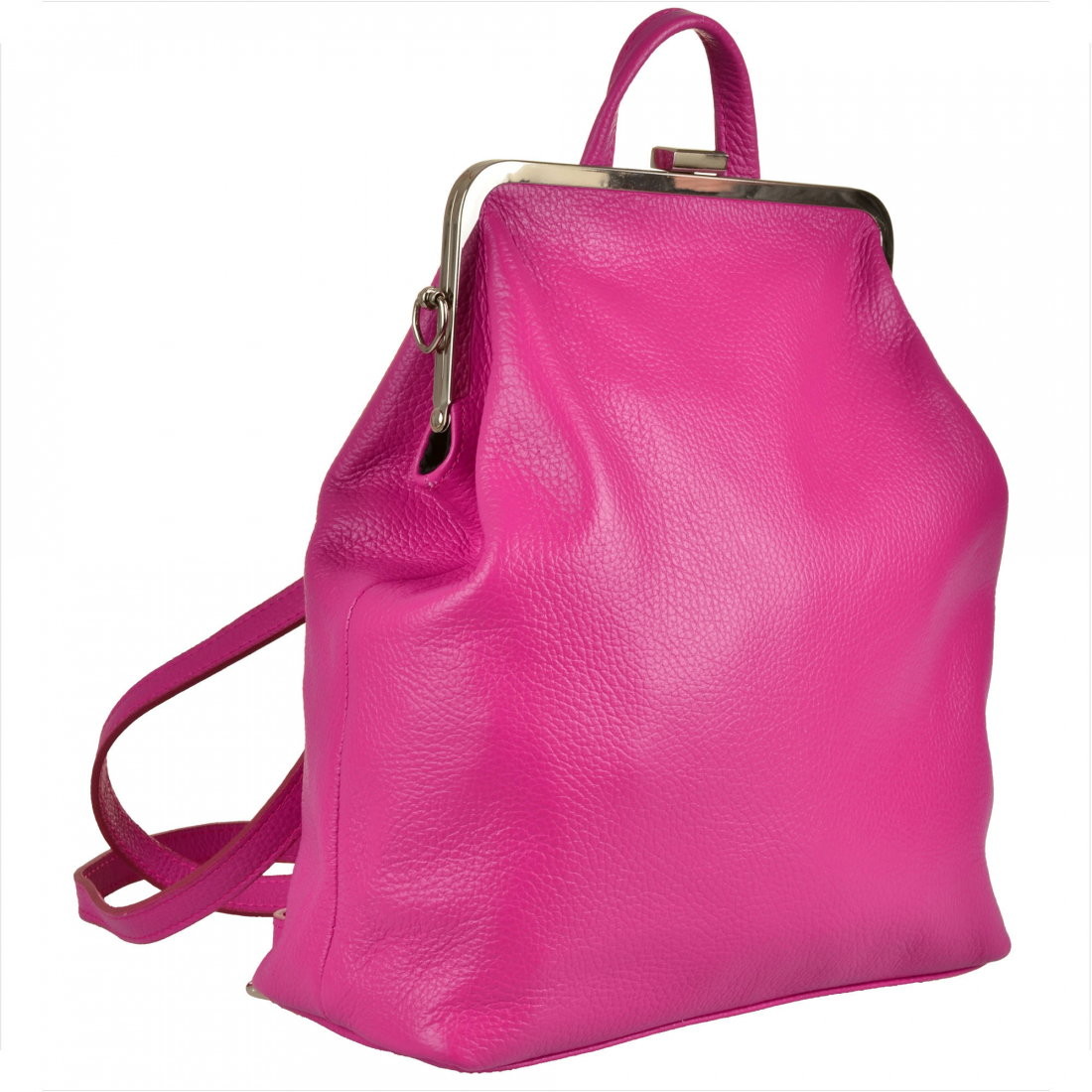 Genuine Leather Torebko plecak skórzany fuksja róż retro -