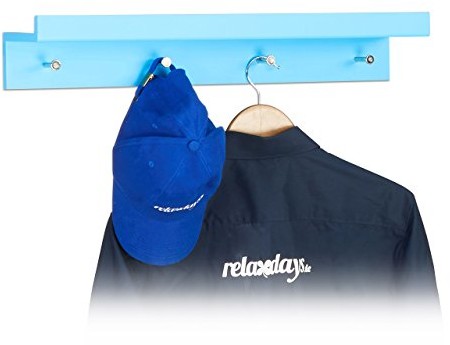 Relaxdays listwa z haczykami wieszak, wieszak na ubrania z 4 haczykami i półką, MDF, wys. x szer. x gł.: 10 x 60 x 11,5 cm, różne kolory 10021908_45