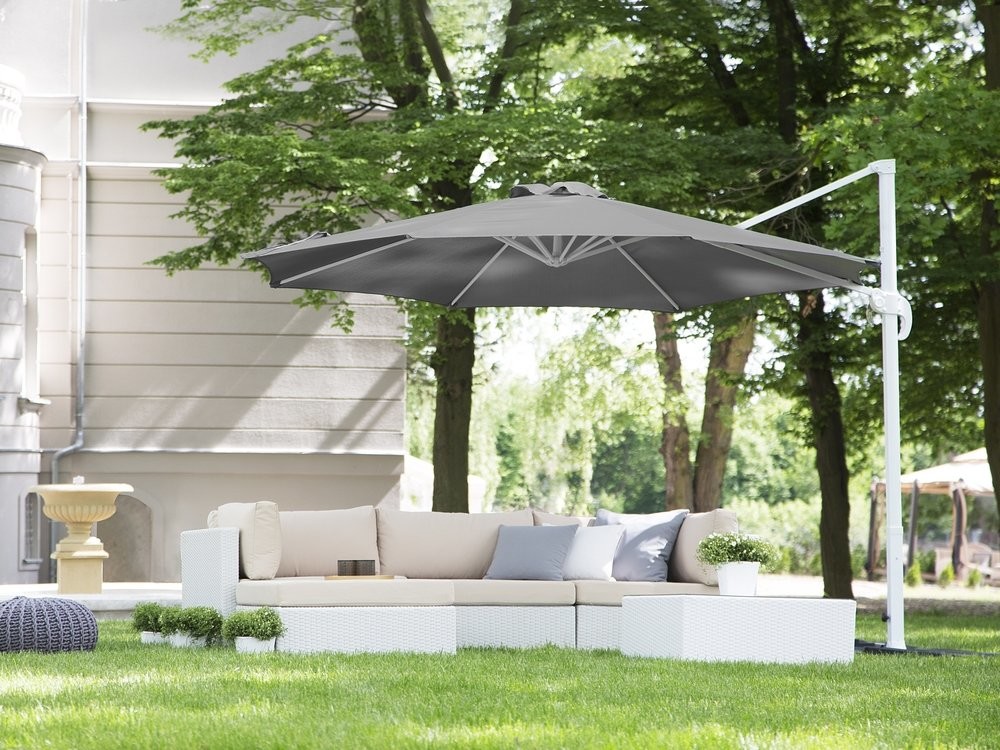 Beliani Parasol ogrodowy 300 cm antracytowy/biały SAVONA