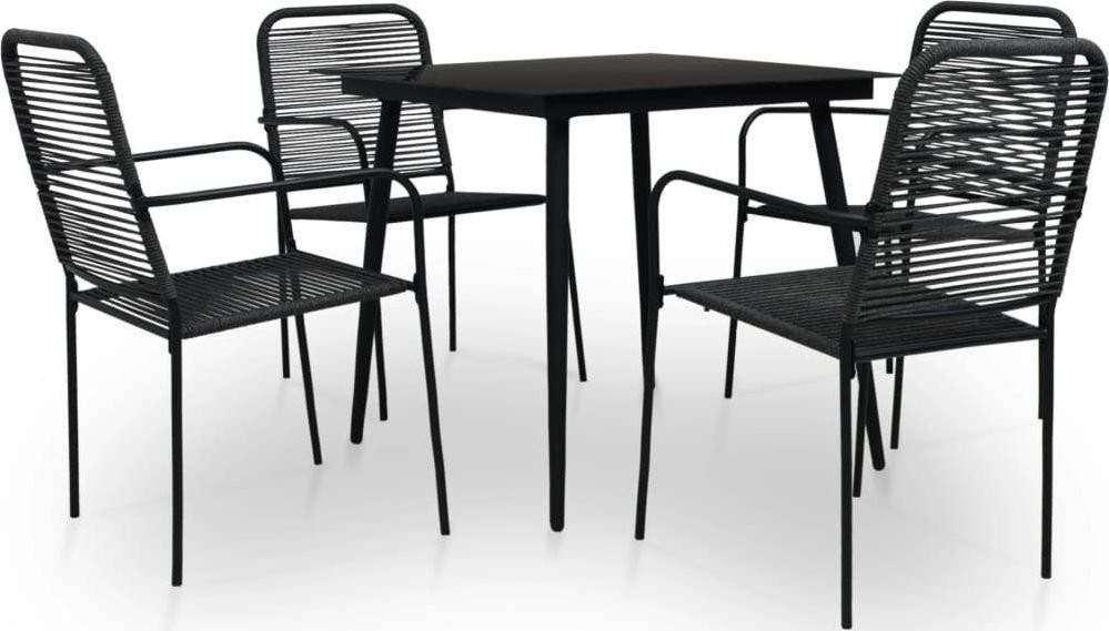 vidaXL 5 częściowy zestaw mebli jadalnianych do ogrodu sznur i stal czarny 48569 48569