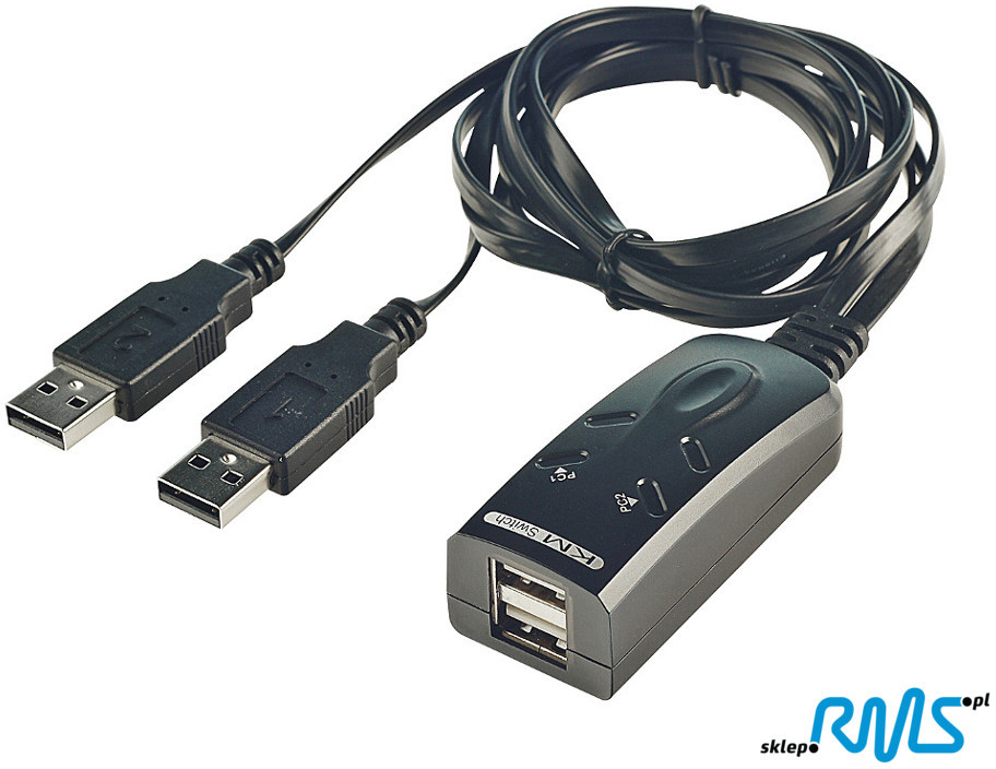 Lindy 32165 Przełącznik switch) KM 2-portowy USB 2.0 LY-32165
