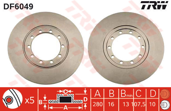 TRW Tarcza hamulcowa DF6049