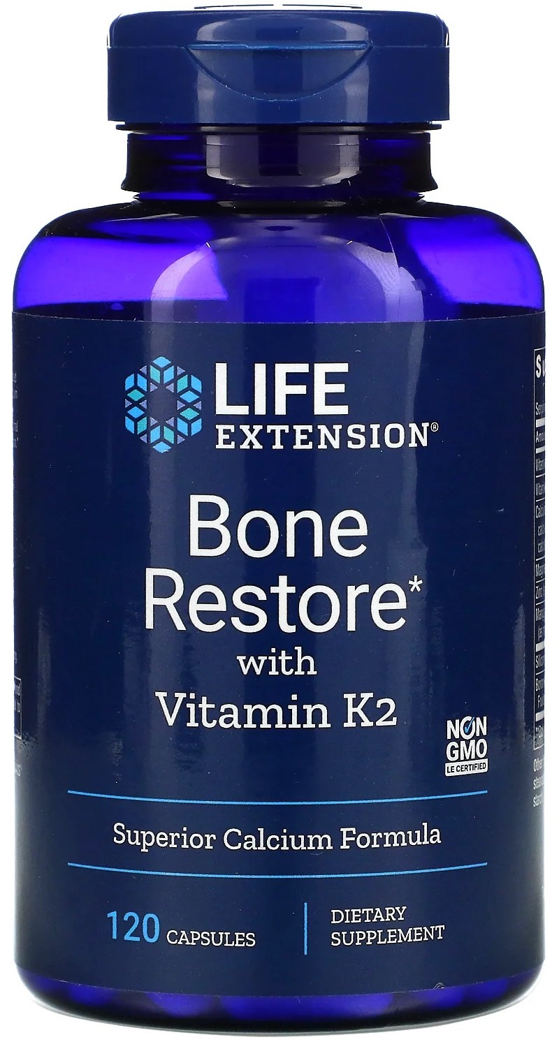 Life Extension LIFE EXTENSION Bone Restore with Vitamin K2 (Odbudowa kości z Witaminą K2) 120 Kapsułek