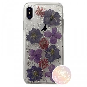 PURO Glam Hippie Chic Cover Etui iPhone X prawdziwe płatki kwiatów fioletowe) IPCXHIPPIEC2VIO_fo