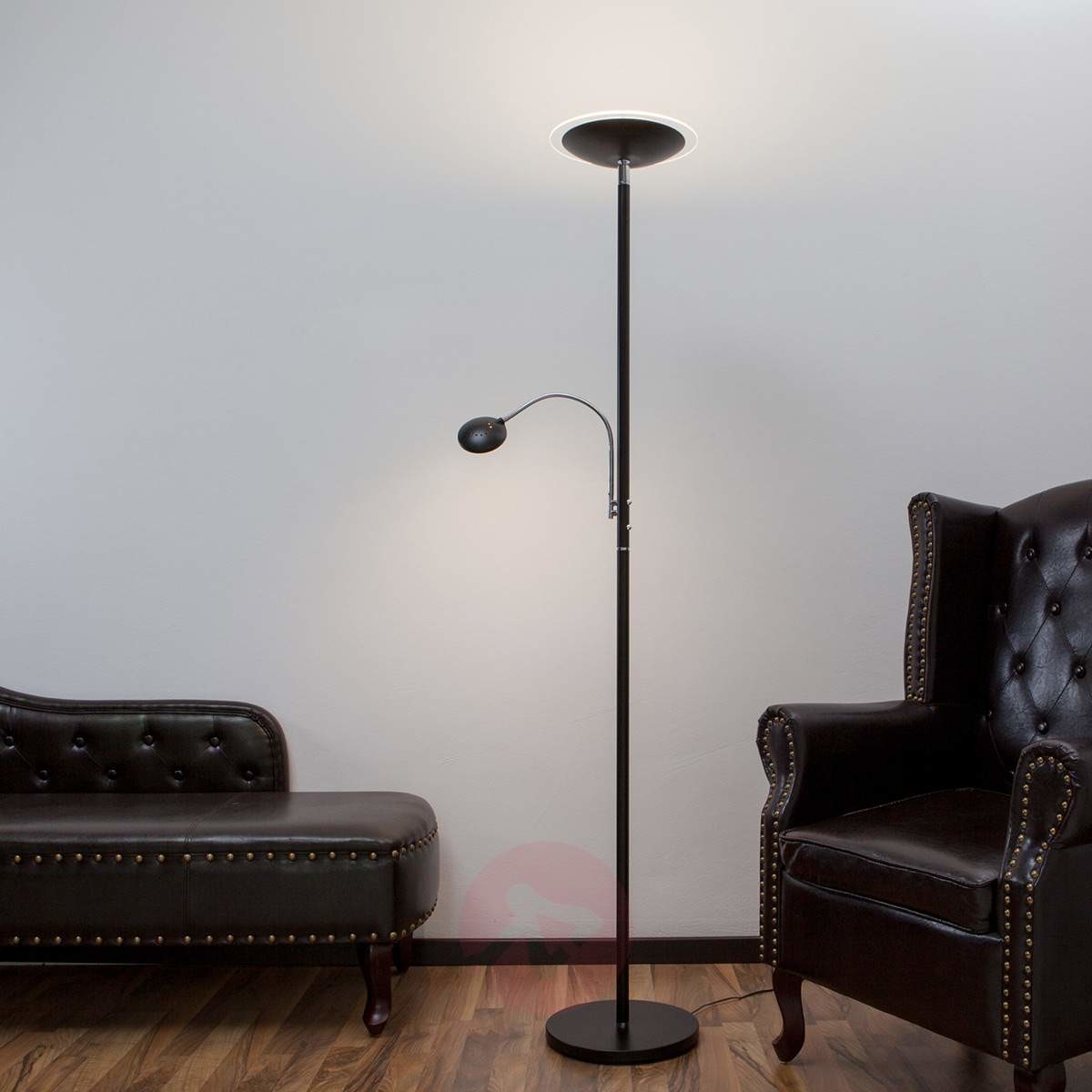 LINDBY Lampa stojąca Malea z LED, z ramieniem do czytania
