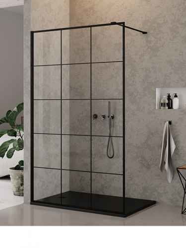 New Trendy NEW MODUS BLACK Kabina prysznicowa Walk-in szkło czyste profil czarny kratka Active Shield 90x200cm EXK-0104   EXK-0104