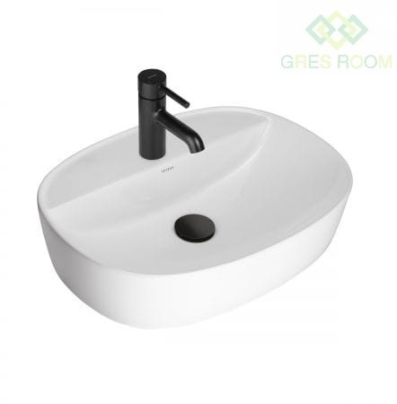 Oltens Hamnes Thin umywalka 51x39 cm nablatowa owalna z powłoką SmartClean biała 41813000