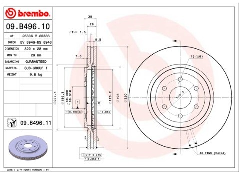 BREMBO Tarcza hamulcowa 09.B496.11