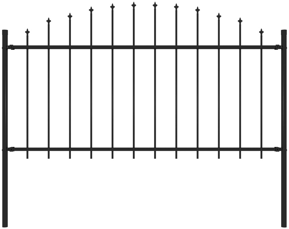 Panel ogrodzeniowy z grotami (1,25-1,5) x 1,7 m, stal, czarny