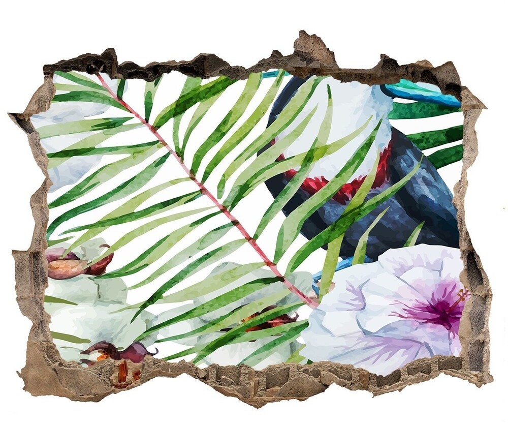 Wallmuralia.pl Dziura 3d foto tapeta naklejka Tukan tropika