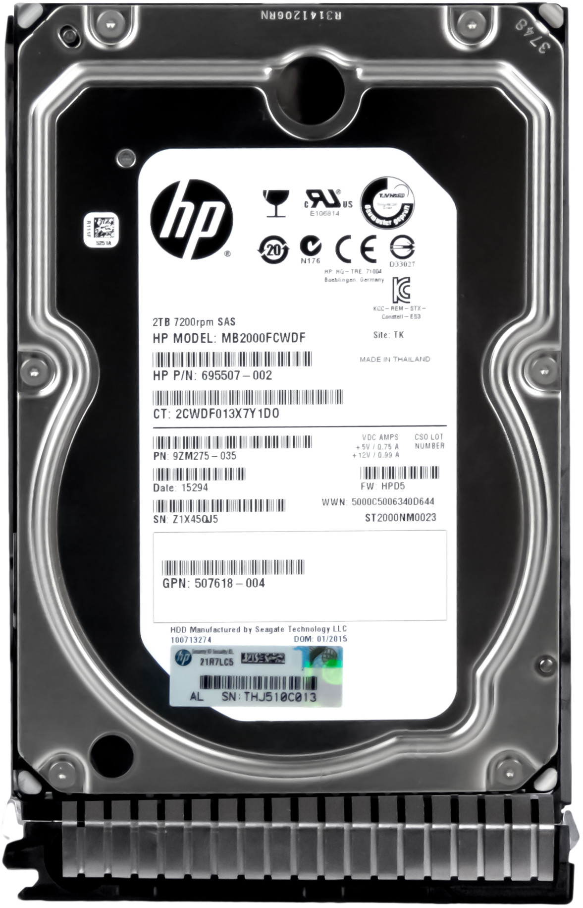 HP 695507-002 2TB 7.2K SAS-2 3.5'' MB2000FCWDF