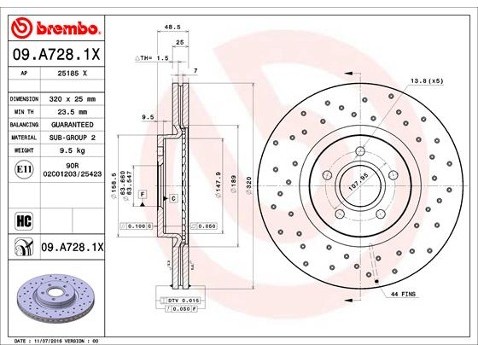 BREMBO Tarcza hamulcowa 09.A728.1X