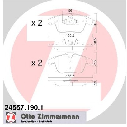 ZIMMERMANN Zestaw klocków hamulcowych, hamulce tarczowe 24557.190.1