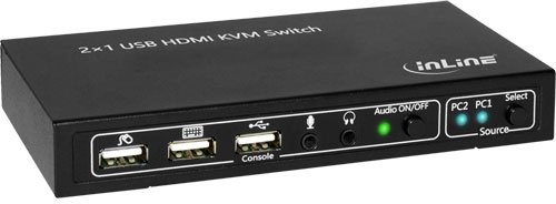 InLine 62602i KVM Desktop Switch, 2-rzędowa, HDMI 4 K2K, Audio z czarną USB 2.0 huby i koncentratory 62602I