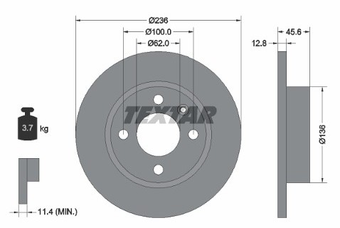 TEXTAR Tarcza hamulcowa 92090200