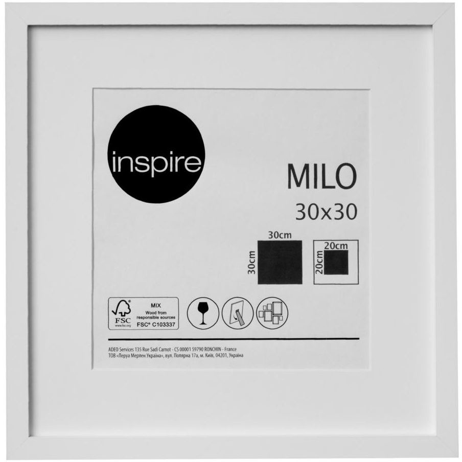 INSPIRE Ramka zdjęcia MILO 30 x 30 cm biała MDF INSPIRE