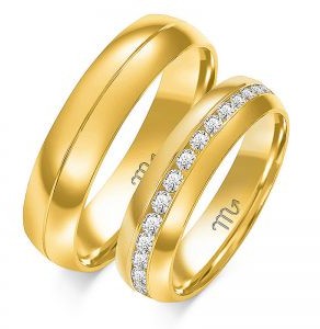 LOVRIN Ślubna obrączka z diamentami grawerowana złota 333 OE-119-333