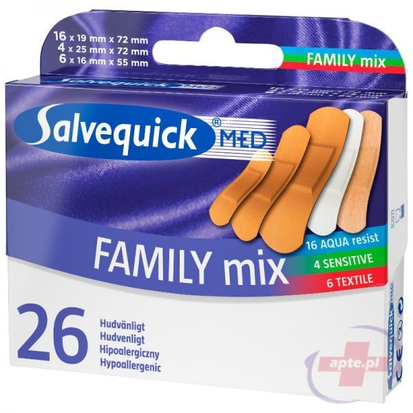 Salvequick Plastry Family Mix (3 rozmiary) x26 sztuk