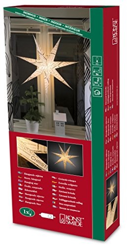 Konstsmide 2985  270 biała gwiazda papierowa, perforowane, z miedziane wzory i 7 kanciasty, 78 x 78 cm/do użytku wewnątrz pomieszczeń (IP )/230 V/wewnętrznych bez źródeł światła/z kablem/wył./białe 7318302985271