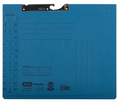 Elba 100560080 skoroszyt wahadłowy, opakowanie 50 sztuk, zeszyt urzędowy i dziurkowanie w przedniej okładce, 250 g/m, niebieski 100560080
