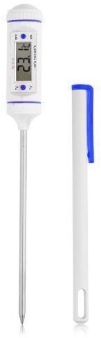 AVAX DT-1 cyfrowy LCD termometr kuchenny (nadaje się do smażenia, pieczenia, grillowania, pieczenia, wina, piwa, ryby, mięsa, Yerba Mate, itd.), -50C do 300C / -58F do 572F, baterie w zestawie FoodThermome (FoodThermometer-DT-1-WHITE/BLUE-13)