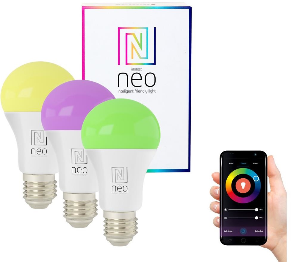 Immax Neo Immax NEO 07712C- SET 3x LED RGB Ściemniana żarówka NEO LITE Wi-Fi E27/9W/230V