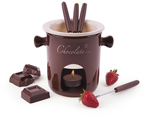Excelsa usług Chocolate Fondue Czekolada uchwyt 7, ceramika, kremowy/brązowy/brązowy, 12 x 12 x 13.5 cm 60287
