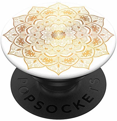PopSockets PopSockets PopGrip - Rozkładany uchwyt i podstawka do telefonów oraz tabletów z wymiennymi krążkami PopTops - Golden Silence 800455