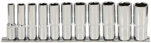 KS Tools Zestaw narzędzi KS 918.0611 3/8 cala Chrome Plus sześciokątny klucz nasadowy, długie, 11-częściowy, 8  19 MM 4042146076507