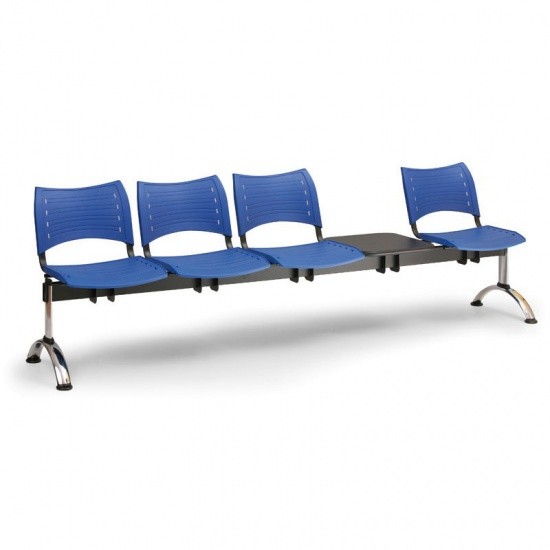 B2B Partner Plastikowe ławki VISIO, 4 siedzenia + stołek, chromowane nogi 150520