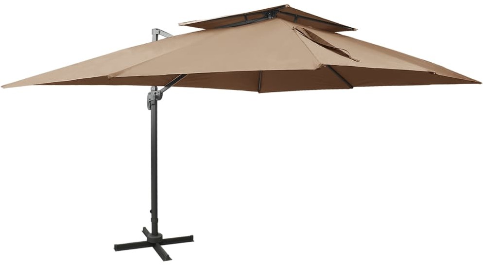 vidaXL Parasol wiszący z podwójną czaszą, taupe, 400x300 cm vidaXL