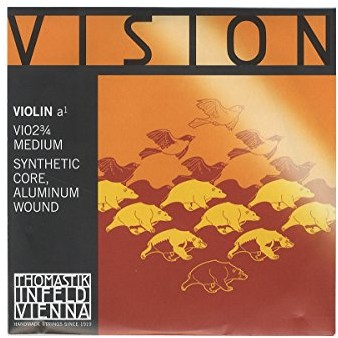 Thomastik Pojedynczy sznur do skrzypiec 3/4 Vision - syntetyczny rdzeń ze struny A, rana aluminiowa, średni 634152