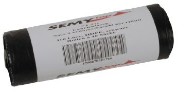 SemyTop Worek do czyszczenia semy Top o dużej gęstości i placów, 360 + 340 X 1100 MM, około 110 L, czarna/1-stronny z nadrukiem, z paskiem z PP, 10er Pack (10 X 20 sztuk) ST-211