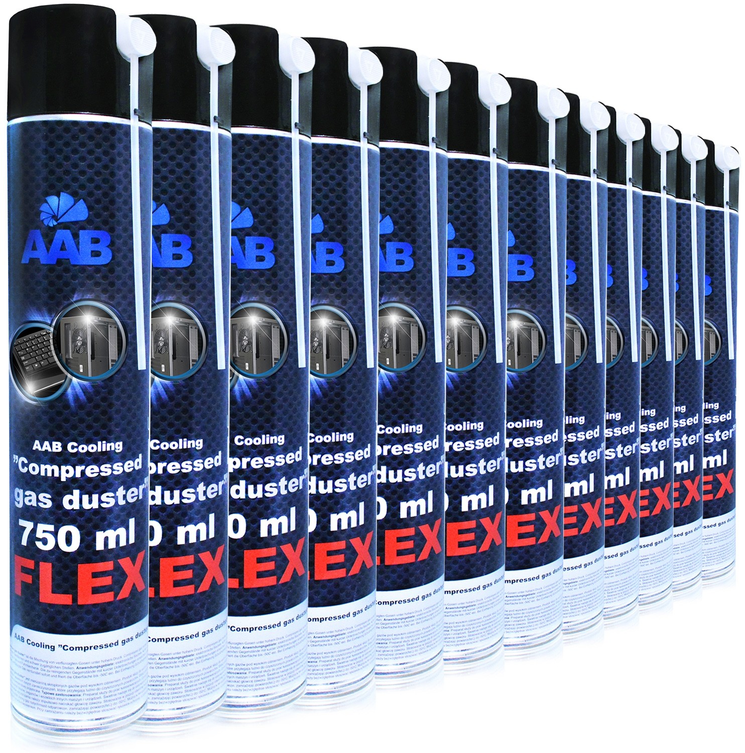 12x Aabcooling Sprężone-powietrze 750ml RURKA-60cm