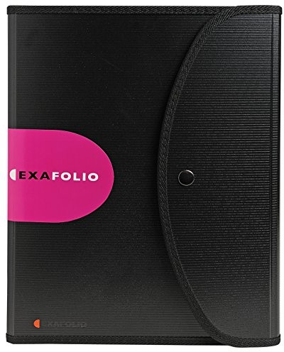 Exacompta Exacompta 55834E Premium teczka kieszonkowa Exafolio 6 przegródek DIN A4 z zamkiem na zatrzask Idealna teczka konferencyjna w podróży i na uniwersytet organizer aktówka czarna 55834E