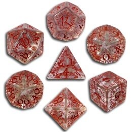 Q-Workshop Komplet kości Elficki - przejrzysto-czerwony 5907814951243