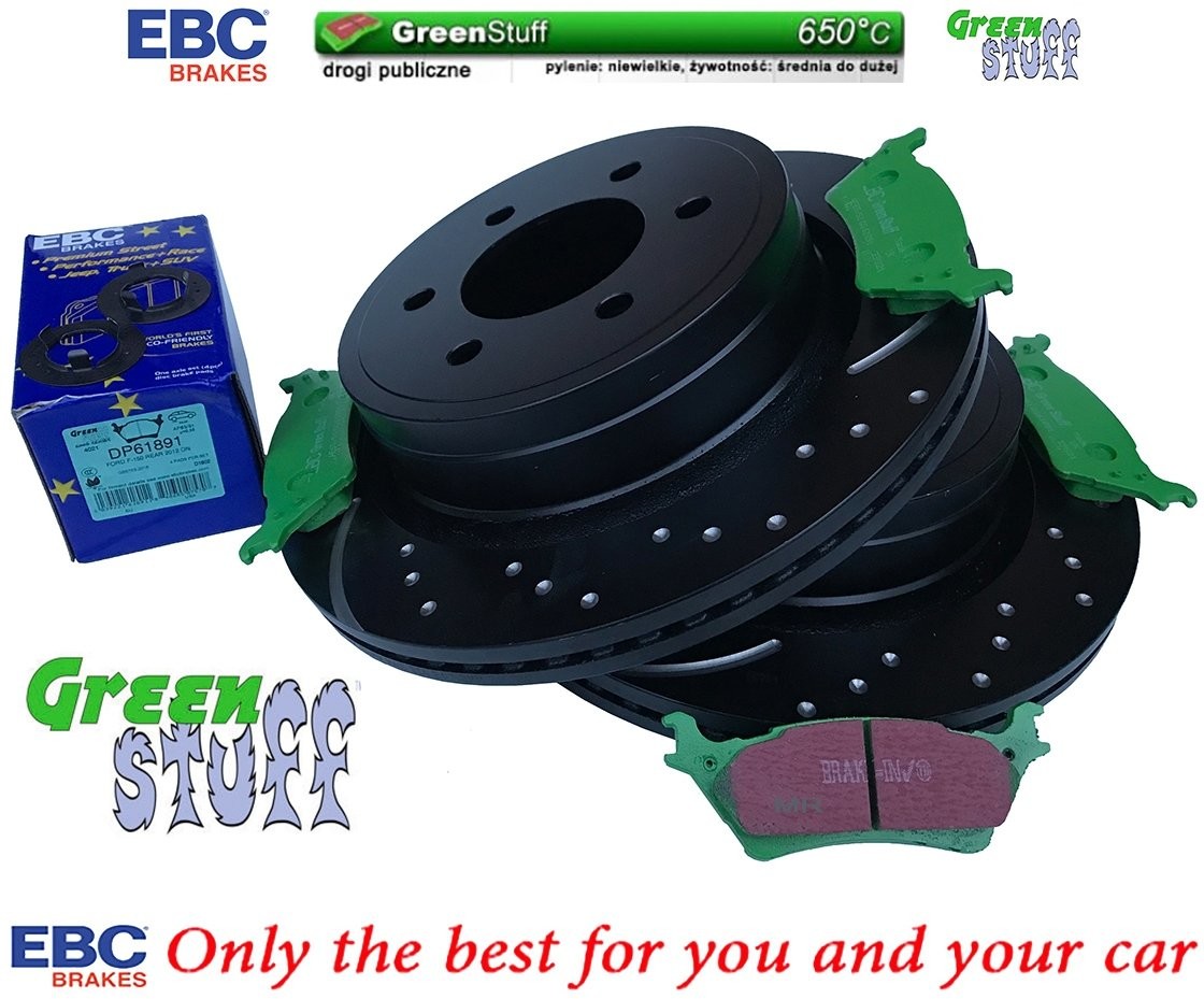 EBC Brakes Tylne klocki GreenStuff + NAWIERCANE NACINANE tarcze hamulcowe 348mm EBC seria GD manualny postojowy Ford F-150 F150 2012 GD7603+DP61891