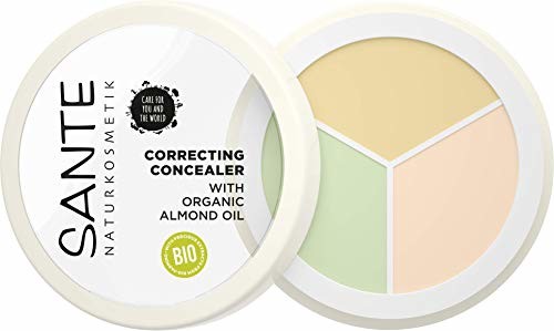 Sante Naturkosmetik korektor 3 w 1, 3 odcienie do pokrycia cieni i skaz, wegański