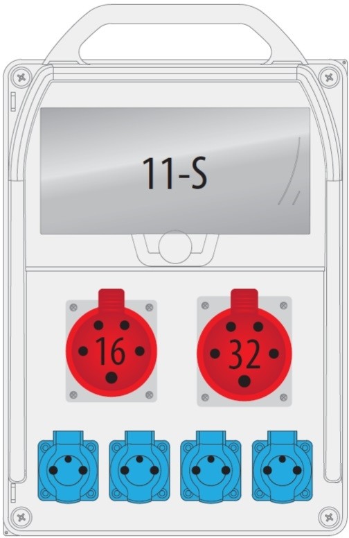 Pawbol Rozdzielnica R-BOX 382R 1x16A/5p 1x32A/5p 4x250V 11S B.18.382-2 B.18.382-2